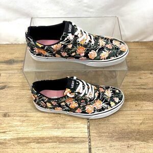 Vans Doheny Womens Size 7 Palm Floral Black White Skate Shoes‎